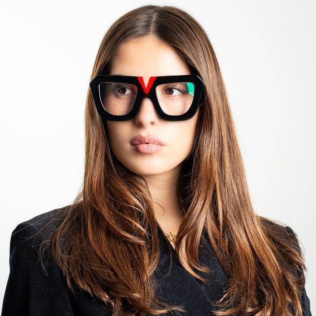 Montatura Odette Nero e Rosso in acetato – Ernesto Alaimo