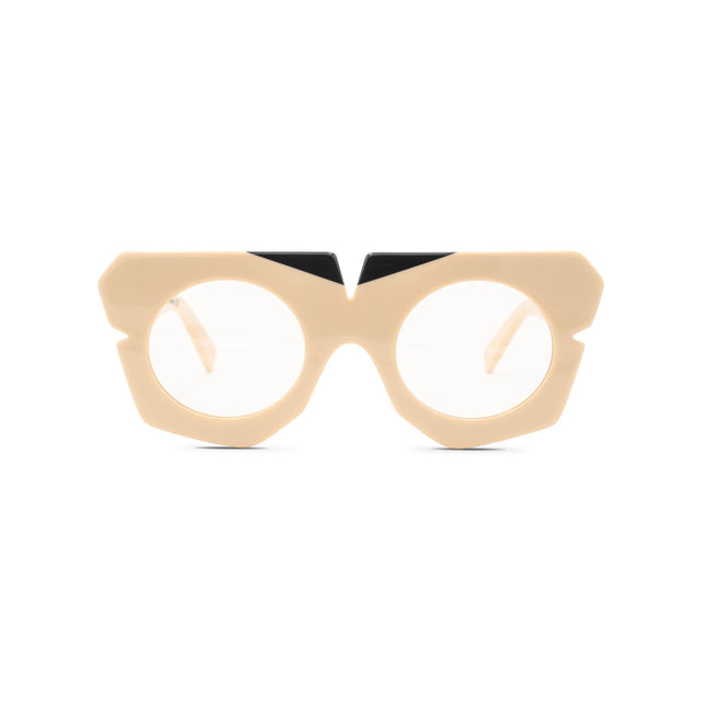 Montatura Komorebi Beige e Nero in acetato – Ernesto Alaimo