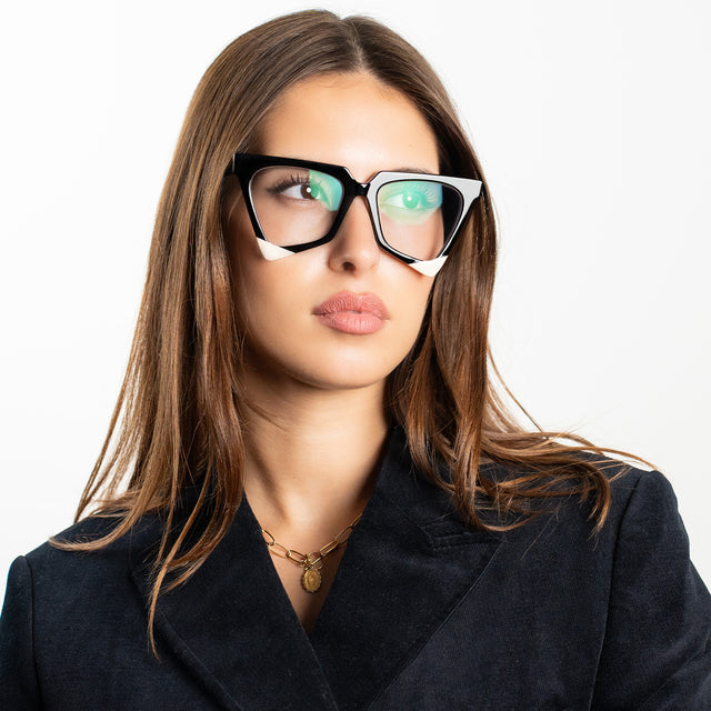 Montatura Amal Nero e Beige in acetato – Ernesto Alaimo
