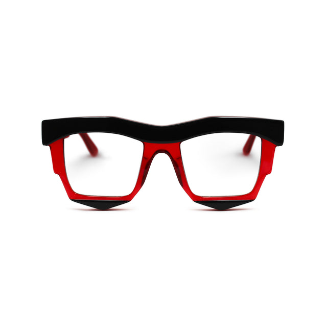 Montatura Rula Nero e Rosso in acetato – Ernesto Alaimo